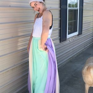 NWT Filly Flair sheer panel full maxi skirt L